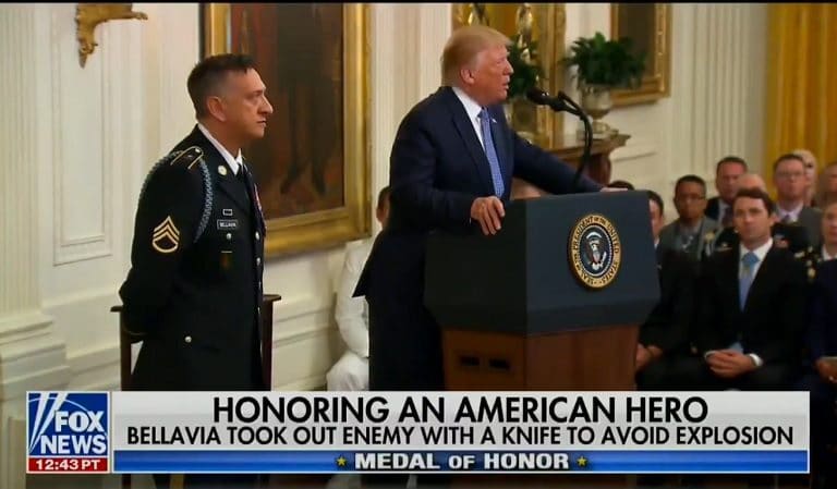 Trump Humiliates Himself While Presenting Medal Of Honor, Says Recipient Killed Insurgent “Wearing A Wardrobe” Trump Humiliates Himself While Presenting Medal Of Honor, Says Recipient Killed Insurgent “Wearing A Wardrobe”
