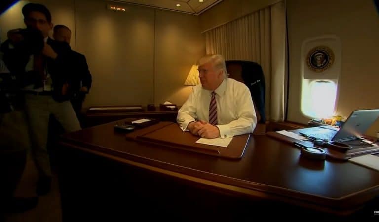 Video Released Showing Trump “Working” On Air Force One And It’s Pretty Unprofessional
