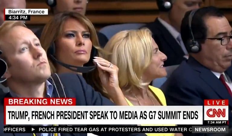Melania Appears To Need Translation Headset To Understand Macron Even Though She’s Been Said To Speak French Fluently